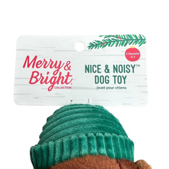 Merry & Bright Beaver Double Squeak Dog Toy Noisy Plush Festive Winter Play - Picture 4 of 5